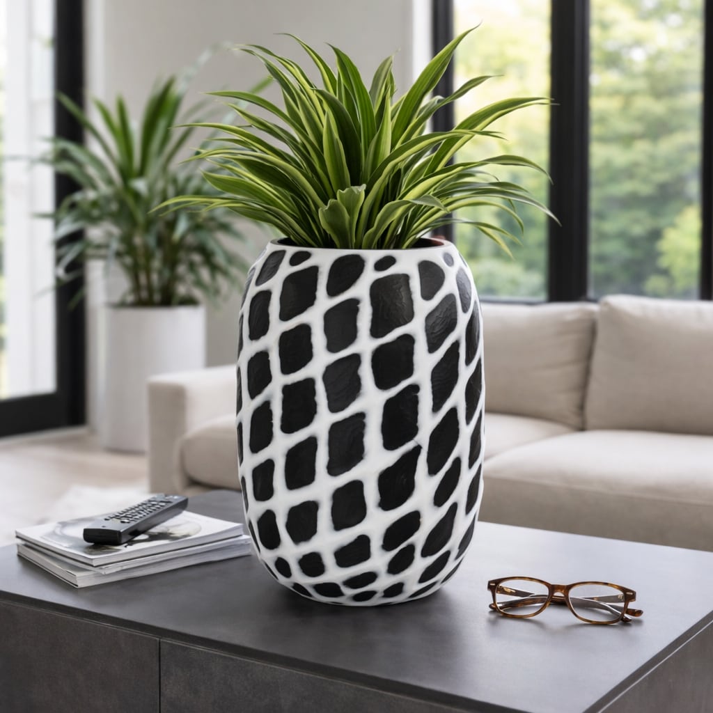 Decorative Vase - Black/White Glass Large Silhouette, 18 in.