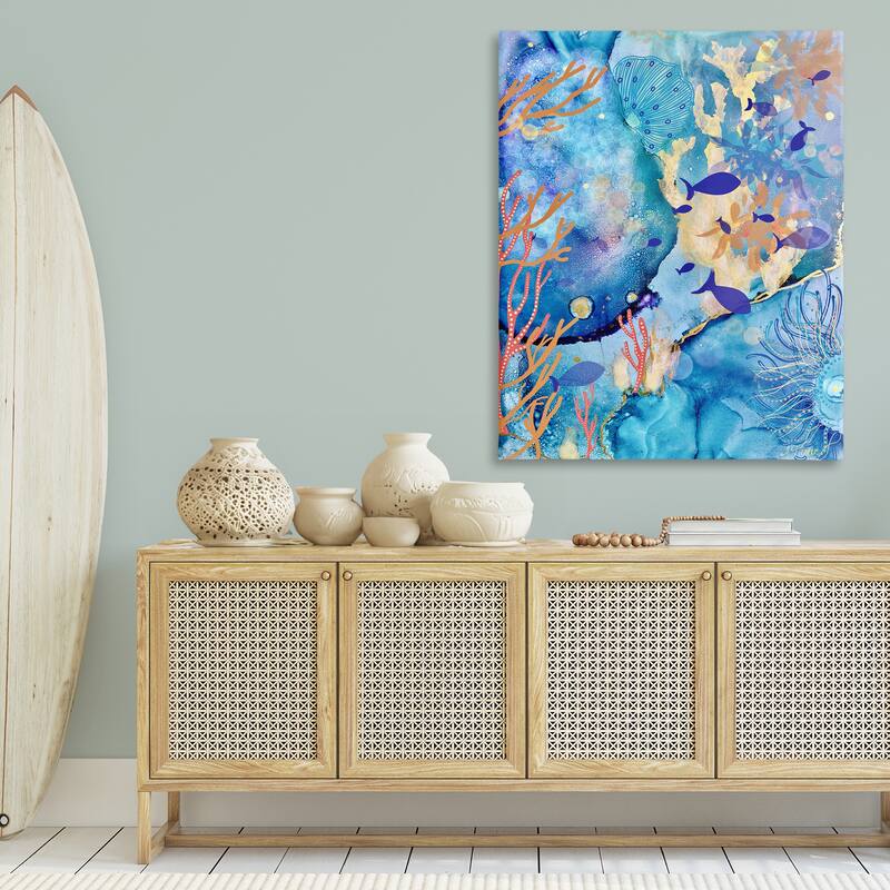 Stupell Coral & Sea Life Collage Canvas Wall Art Design By Amy Tieman