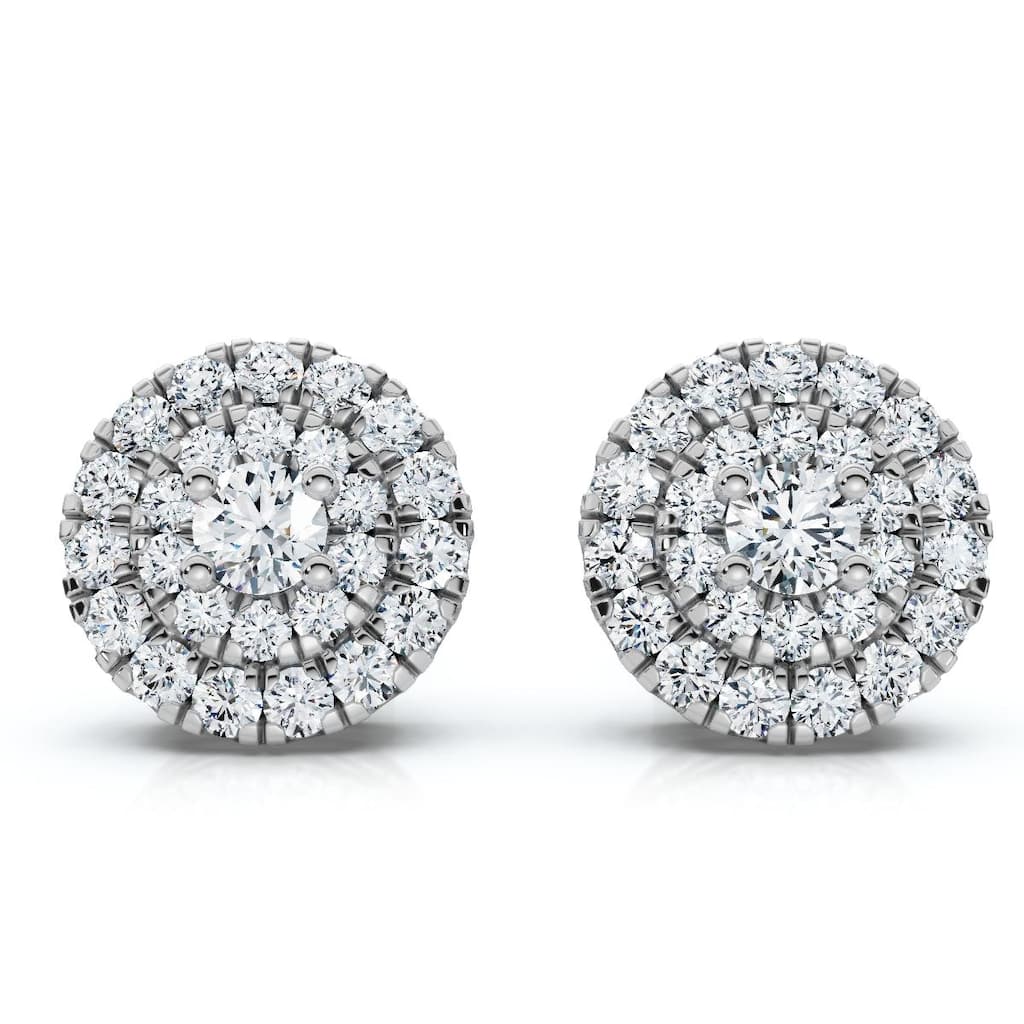 Bliss Diamond 5/8Ct Double Halo Women's Diamond Earrings Gold Lab Grown