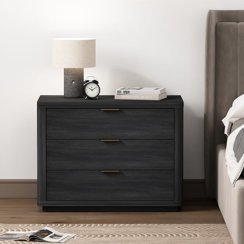 Manhattan Comfort Evelyn 32" Nightstand (3-Drawer) - Charcoal Grey