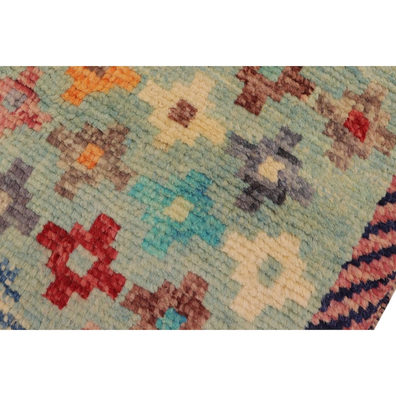 Eclectic Balochi Higgins Blue/Red Hand Knotted Wool Rug - 3'4'' x 5'0''