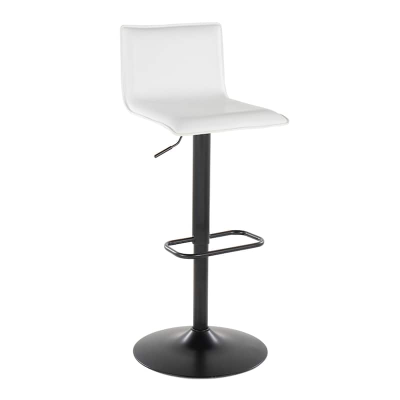 Porch & Den Mara Upholstered Adjustable Bar Stool with Rounded Rectangle Footrest (Set of 2)