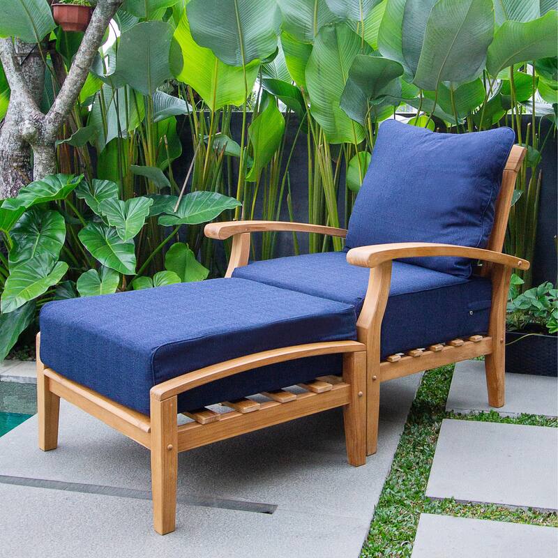 Cambridge Casual Leon 2-piece Teak Patio Club Chair with Ottoman