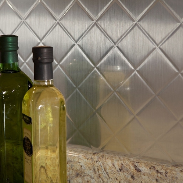 Fasade Quilted Decorative Vinyl 18in x 24in Backsplash Panel in Brushed