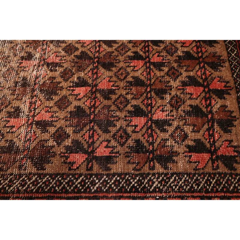 ECARPETGALLERY Hand-knotted Baluch Light Brown Wool Rug - 3'11 x 7'3