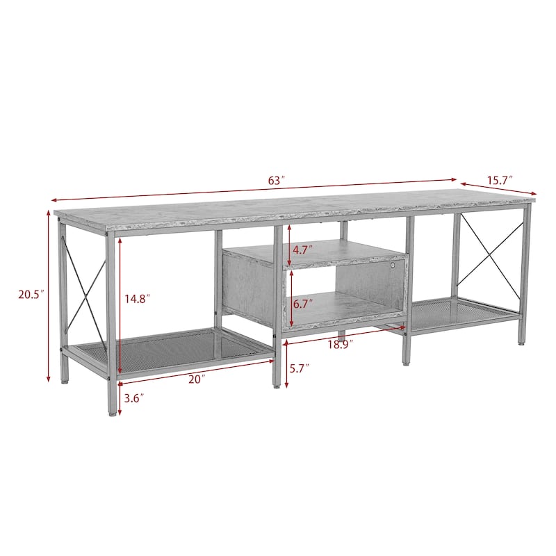 TV Stand Console Entertainment Center with Storage Shelves