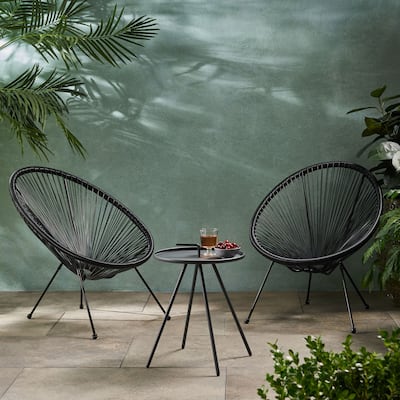 Vida Outdoor Woven 3 Piece Chat Set by Christopher Knight Home