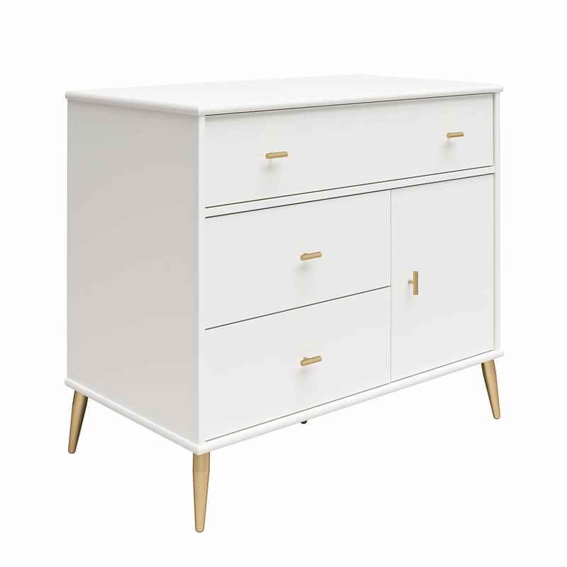 Little Seeds Valentina Asymmetrical 3 Drawer / 1 Door Convertible Dresser - White