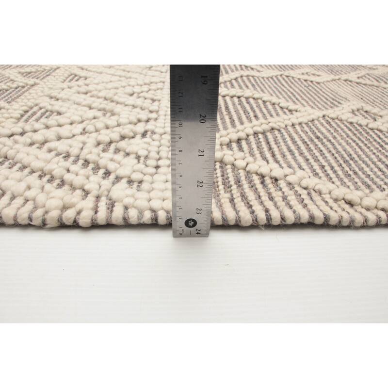 ECARPETGALLERY Braid weave Sienna Grey Wool Rug - 6'1 x 8'10