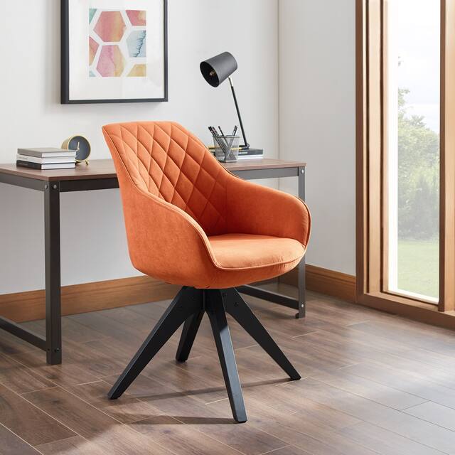 Art Leon Classical Swivel Office Accent Chair with Wood Legs