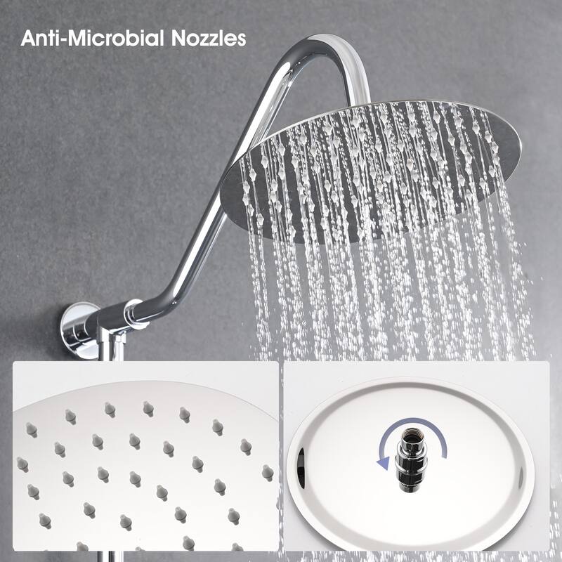 Vanityfair Shower System With 10" Rain Shower Head, 4-function Shower Head With Handheld, Adjustable Slide Bar