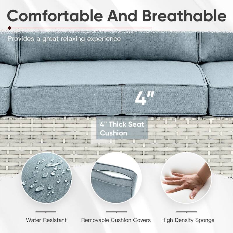 3-Seat Outdoor Patio Couch Patio Wicker Sofa