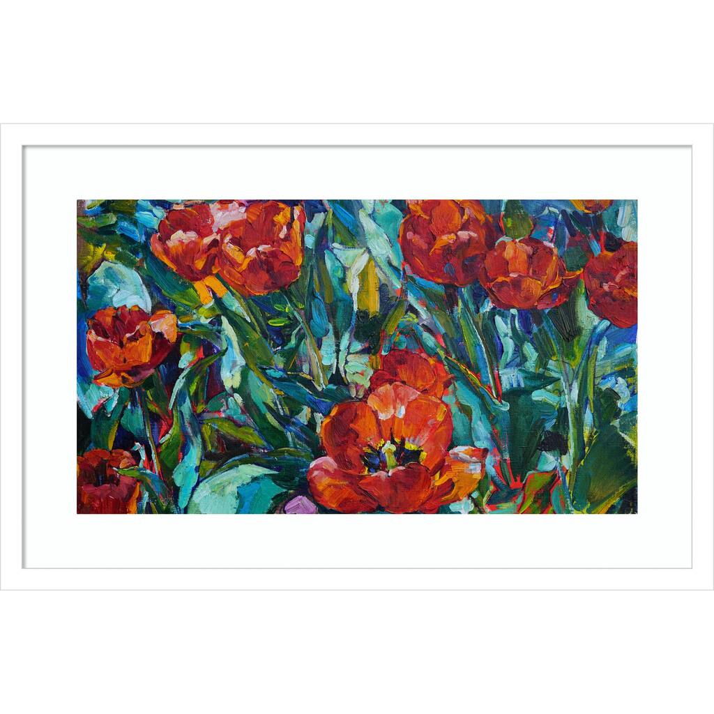 Crimson Fields by Andrii Kutsachenko Wood Framed Wall Art Print