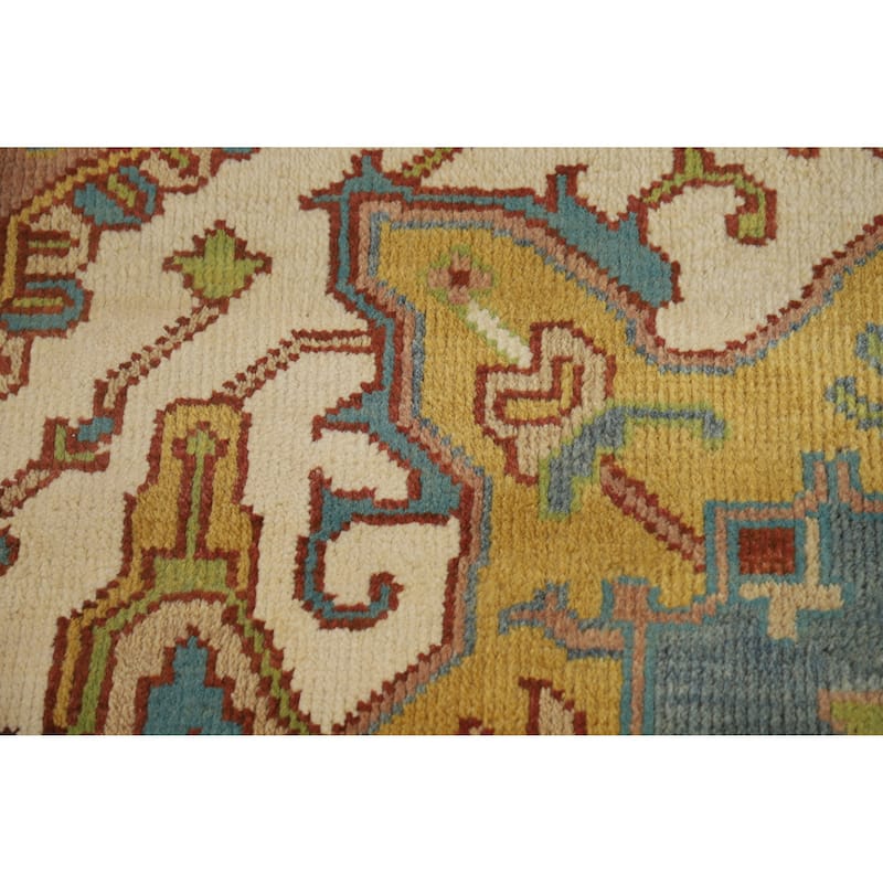 Hand Knotted Oriental 100% Wool Carpet Traditional Medallion Oranges & Rust Heriz (serapi) Area Rug - 11' 10'' X 9' 0''