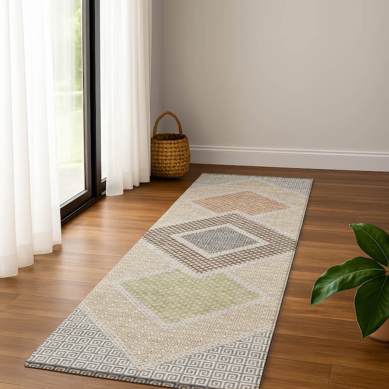 Premium Washable Super Soft Modern Global Mayfield Rug - Pewter - 2'3" x 7'6"