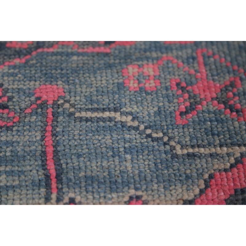 Hand Knotted Oriental 100% Wool Carpet Transitional All-Over Navy Blue & Blues Oushak Area Rug - 10' 3'' X 7' 9''