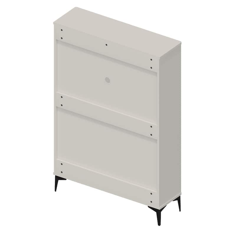 31.5" Wood Hidden Shoe Cabinet with 3 Flip Drawers and Legs