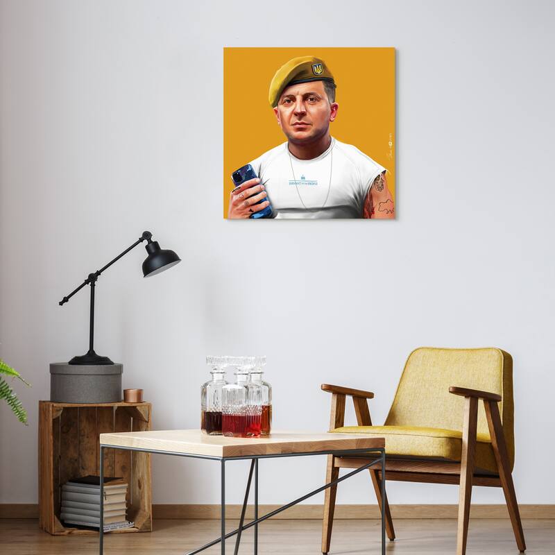 Empire Art Direct Hip Volodymyr Zelenskyy Printed Tempered Glass Wall Art - Multi-Color