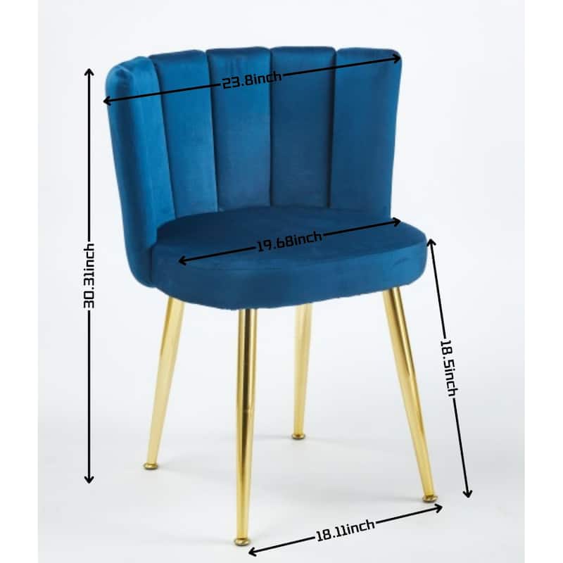 Modern dining chair(set of 2 ) with iron tube golden color legs, velvet and comfortable backrest