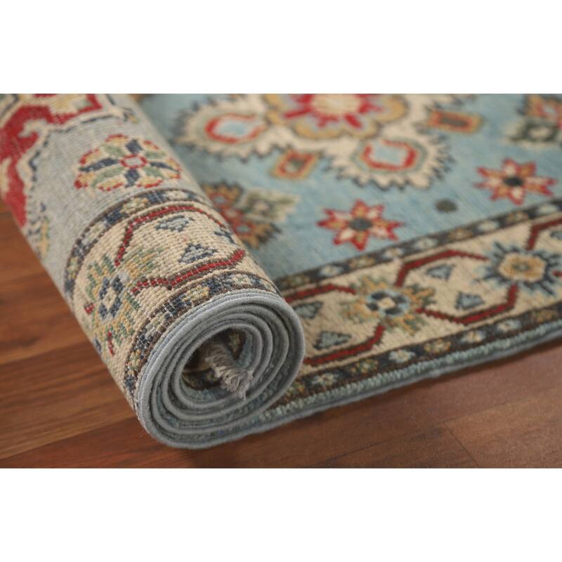 Kazak Runner Rug Handmade Light Blue Wool Carpet - 2'2" x 5'10"