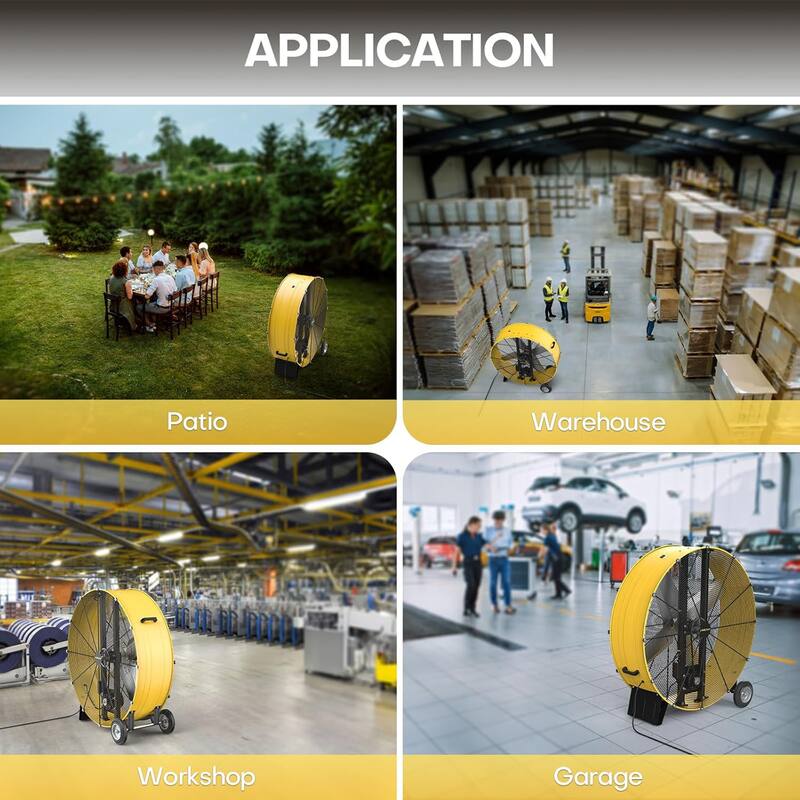 42" Industrial 2-Speed Adjustable High Velocity Drum Fan with Wheel