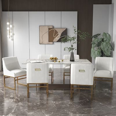 SEYNAR Contempoary Velvet Dining Chair with Metal Frame Legs, set of 6