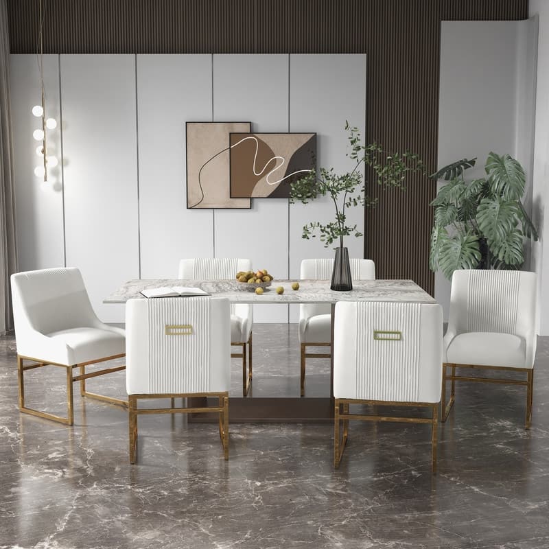 SEYNAR Contempoary Velvet Dining Chair with Metal Frame Legs, set of 6