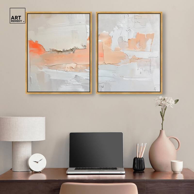 Orange Mist Halo Canvas Set of 2 by Art Remedy