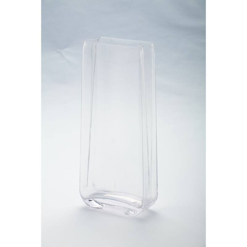 12" Clear Rectangular Tabletop Glass Vase