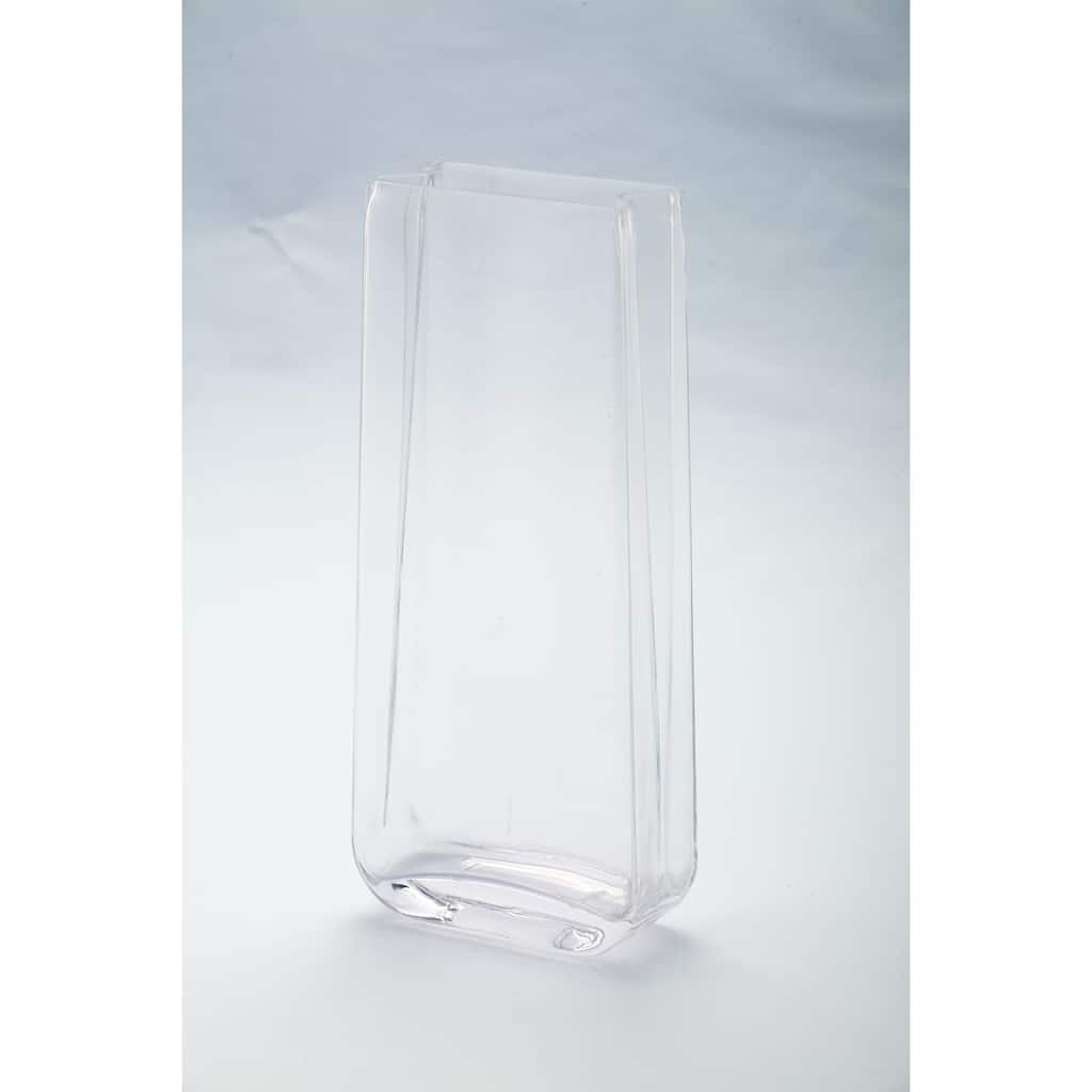 12" Clear Rectangular Tabletop Glass Vase