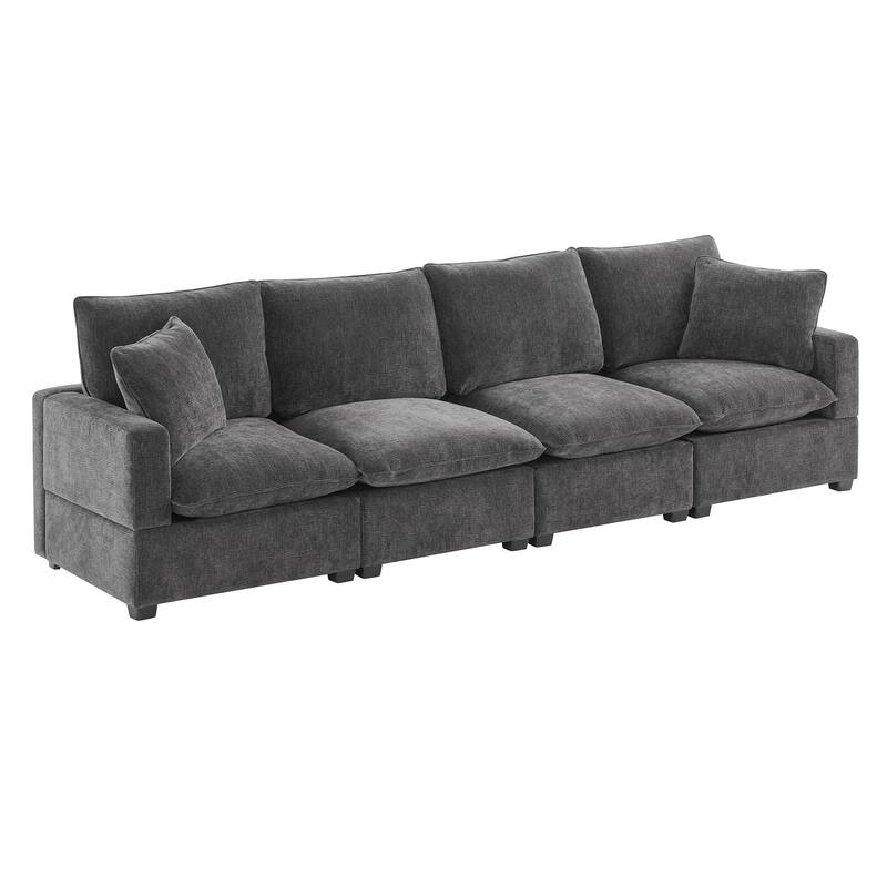 110" Chenille Modular Sectional Sofa with 2 Pillows, 4-Seater, 330lb Capacity