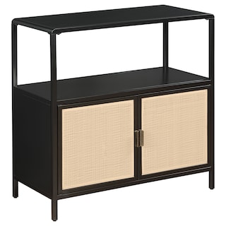 Amherst 2-Door Radio Weave Cane Metal Accent Cabinet