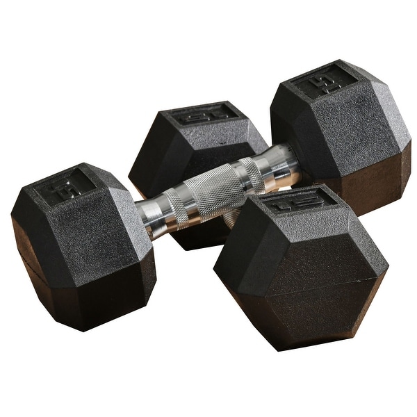 Soozier 15lb Set Rubber Dumbbells Hand Weight Barbell for Body