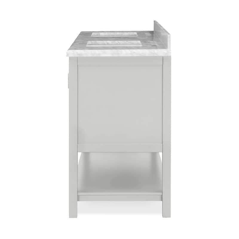 Furniture of America Anya 61" Double Bathroom Vanity with White Carrera Marble Top and Undermount Sink