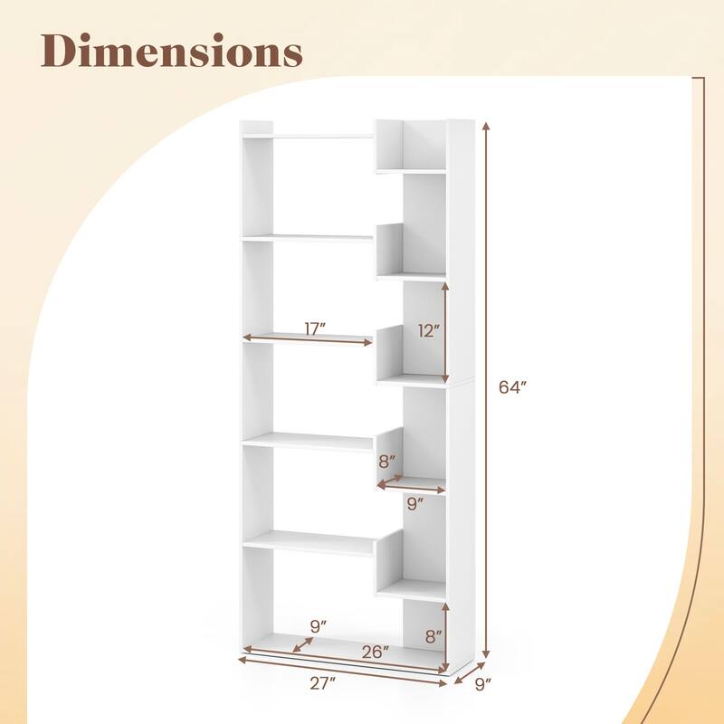 Costway 1/2 PCS 6-tier Bookshelf Tall Display Shelf with 11 Open - See Details