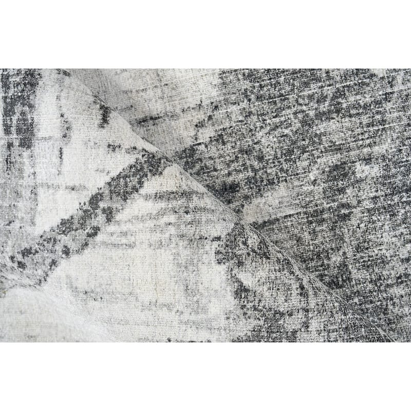 EXQUISITE RUGS Kyoto Hand-loomed Wool/Bamboo Silk Silver/Black Area Rug.