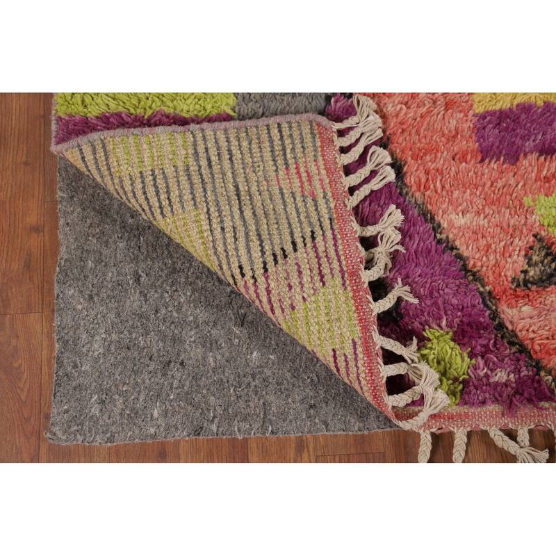 Plush Colorful Moroccan Oriental Area Rug Handmade Wool Carpet - 8'0" x 10'10"