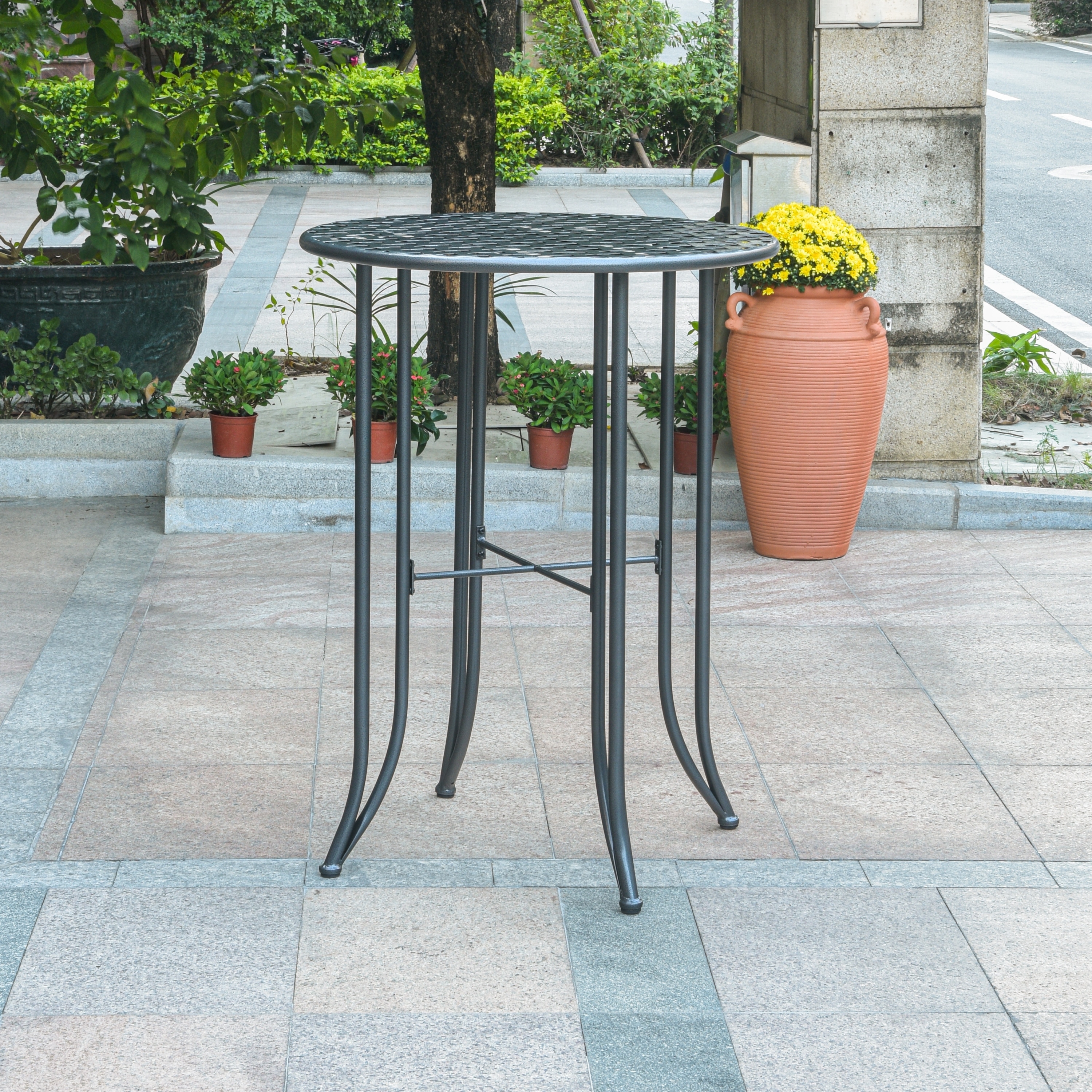 International Caravan Mandalay Iron Bar Height Round Table