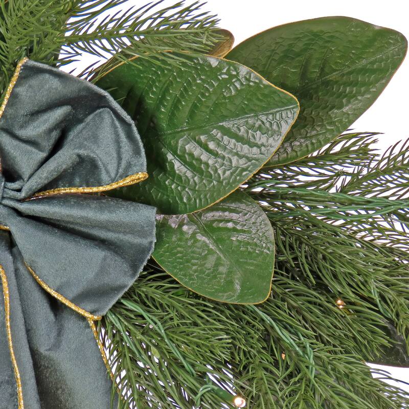 National Tree Company 2 ft. Magnolia Mix Pine Wreath with Fabric Bow - 2 ft