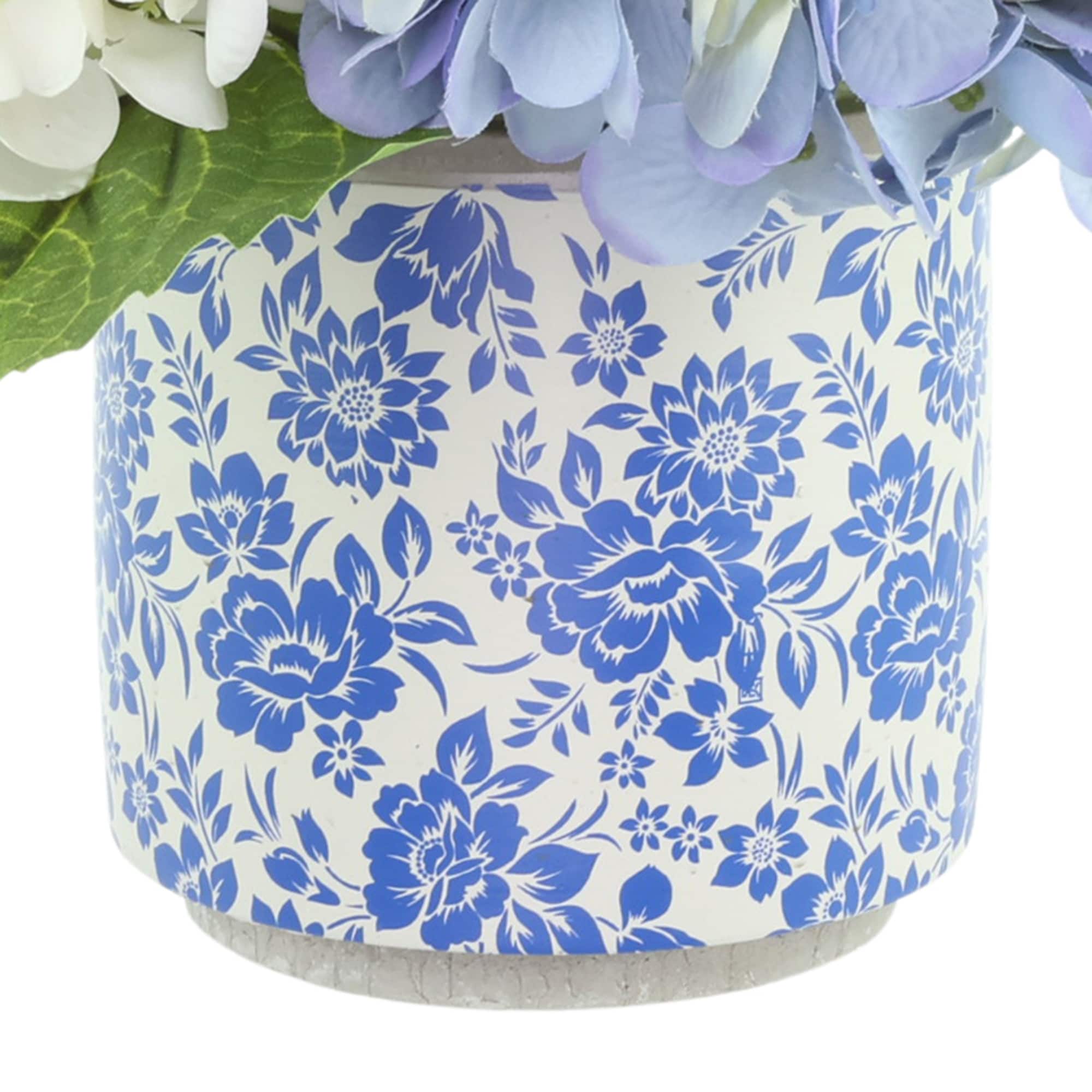 Hydrangeas Arranged in Decorative Ceramic Pot - On Sale