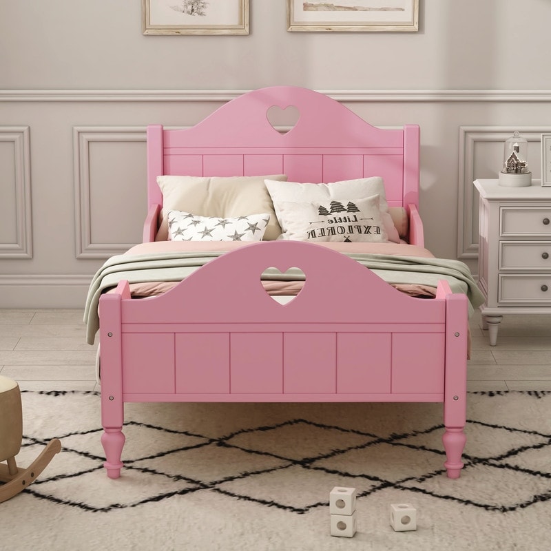 Twin Size Toddler Bed with Side Safety Rails and Headboard and Footboard Seasoft Green