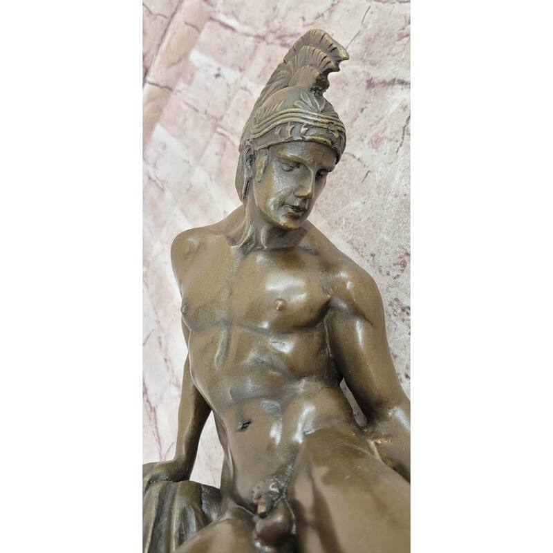 Greek Hero Achilles Hercules Leonidas Hoplite Warrior Bronze Statue Sculpture Decor 14 Inches X 10 Inches