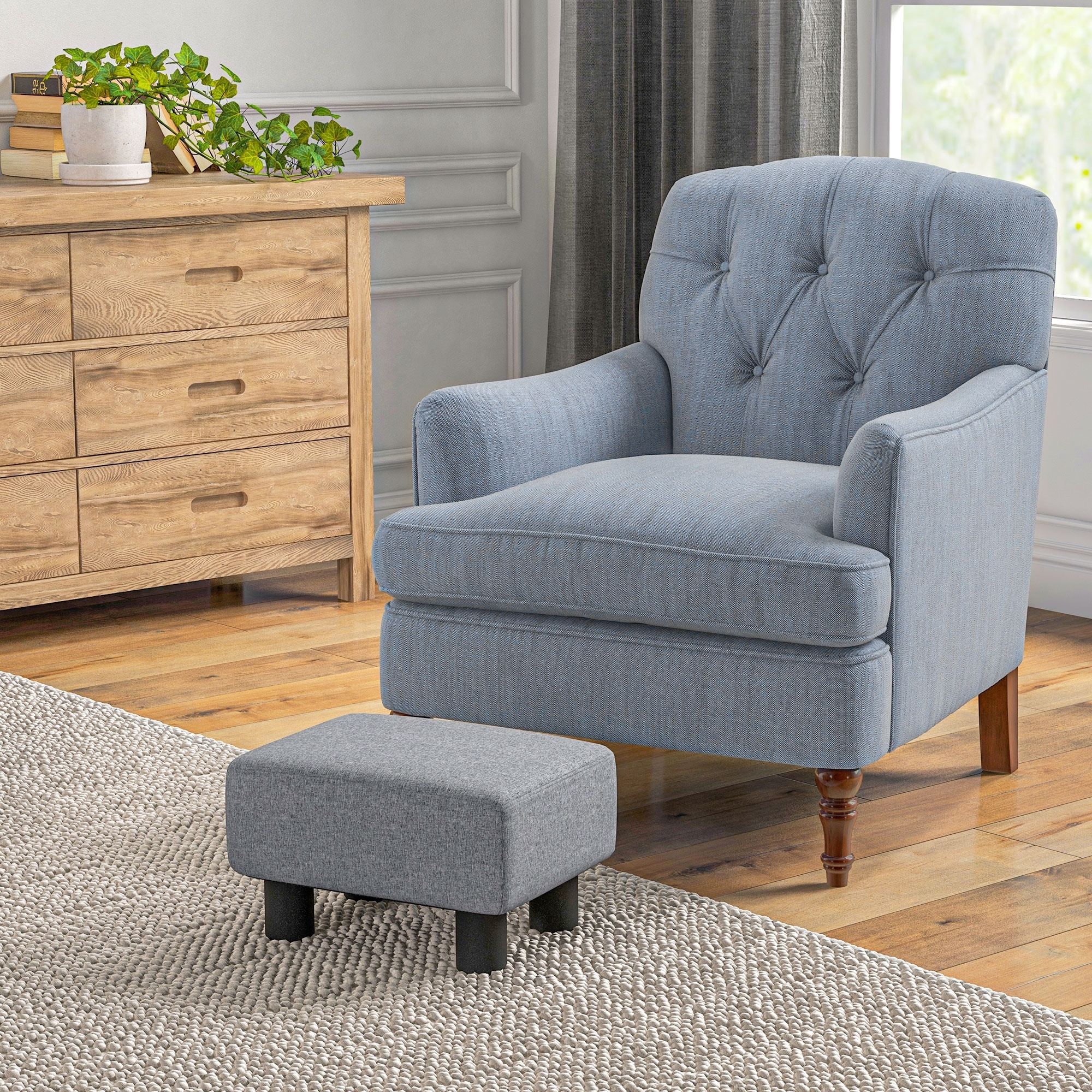 Copper Grove Chaparro Modern Linen Footrest Ottoman