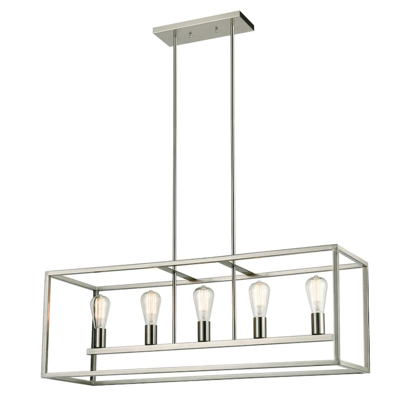 Williamsport 37-inch Wide 5-Light Linear Chandelier in Oil Rubbed Bronze - Brushed Nickel - 37-inch