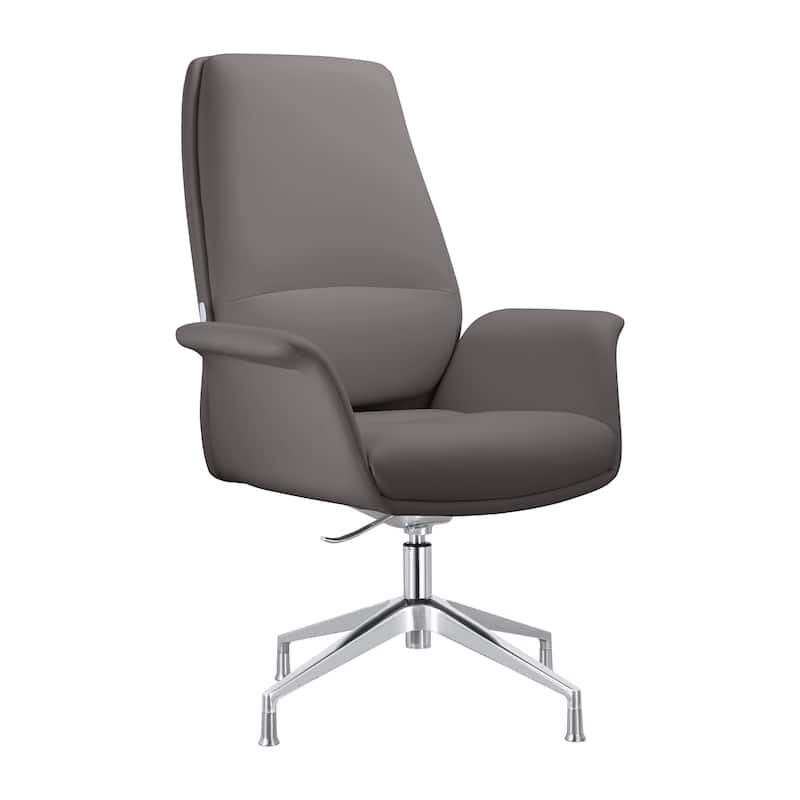 Summit Leather Office Chair with Aluminum Frame, Adjustable Height, Swivel, Sponge Cushion, Easy-Clean Design & Quick Assembly - Grey