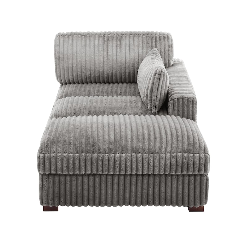 41" W Plush Corduroy Chaise Lounge with Pillows