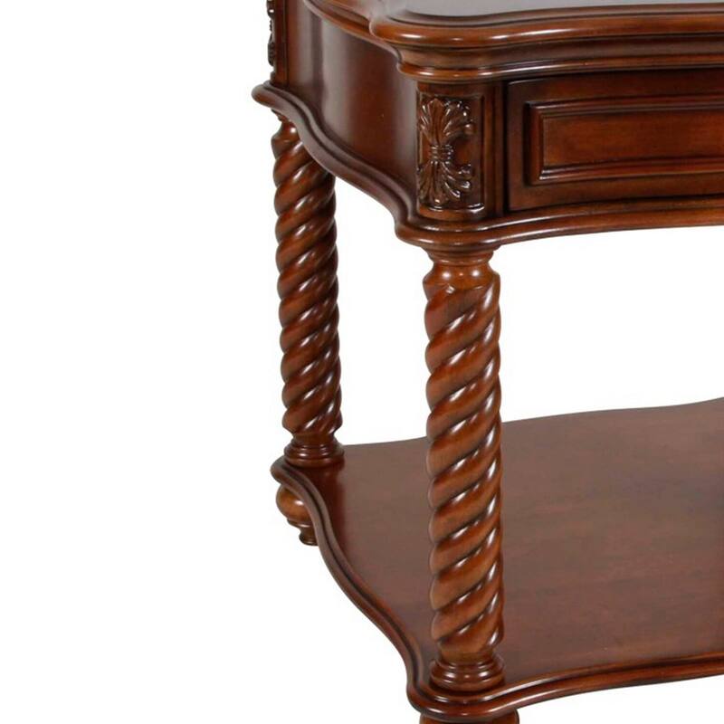26 in. Brown Square Faux Marble End Table, Sturdy Build End Side Table for Living Rooms