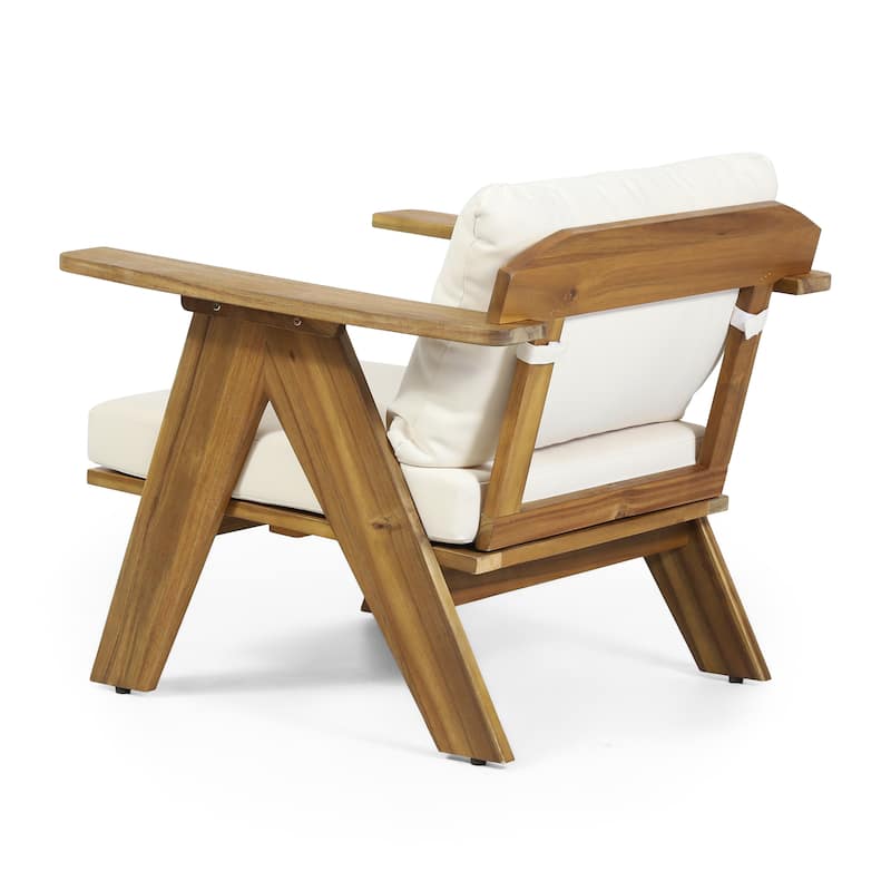 Arcola Outdoor Acacia Wood Club Chairs with Cushions (Set 2) by Christopher Knight Home