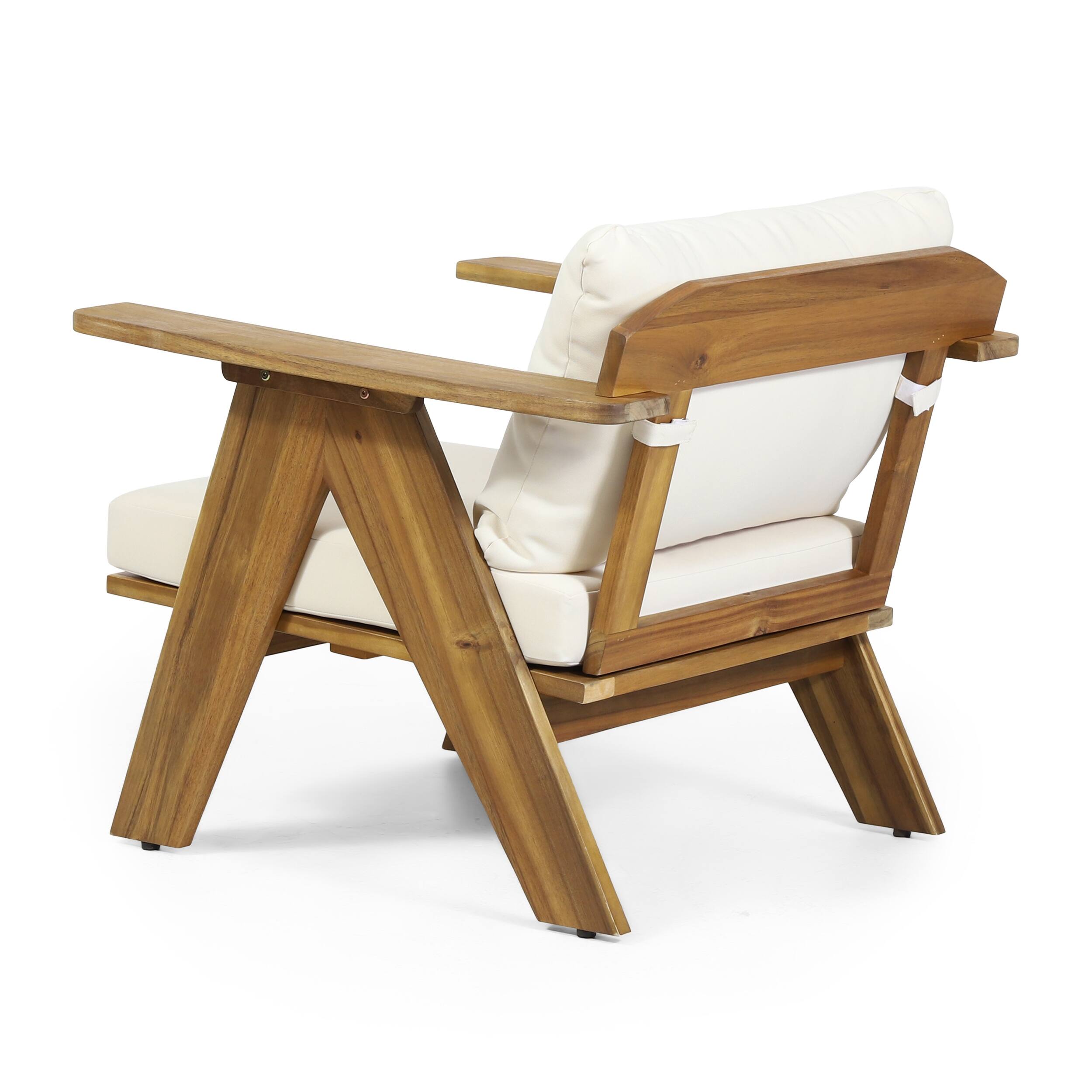 Arcola Outdoor Acacia Wood Club Chairs with Cushions (Set 2) by