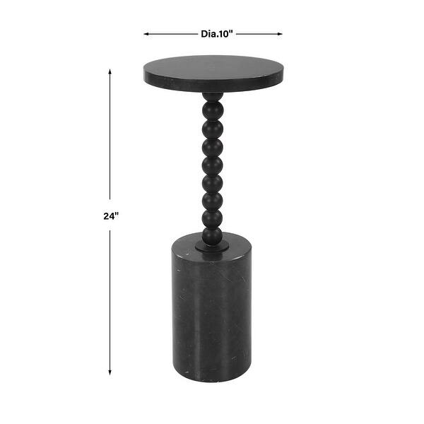 Beaded Marble Drink Table - 24" - Black